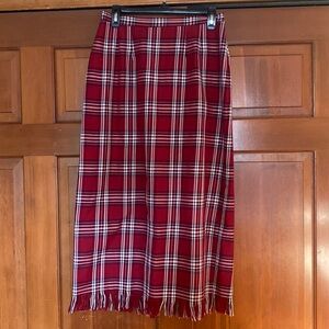 Red plaid fringe vintage skirt